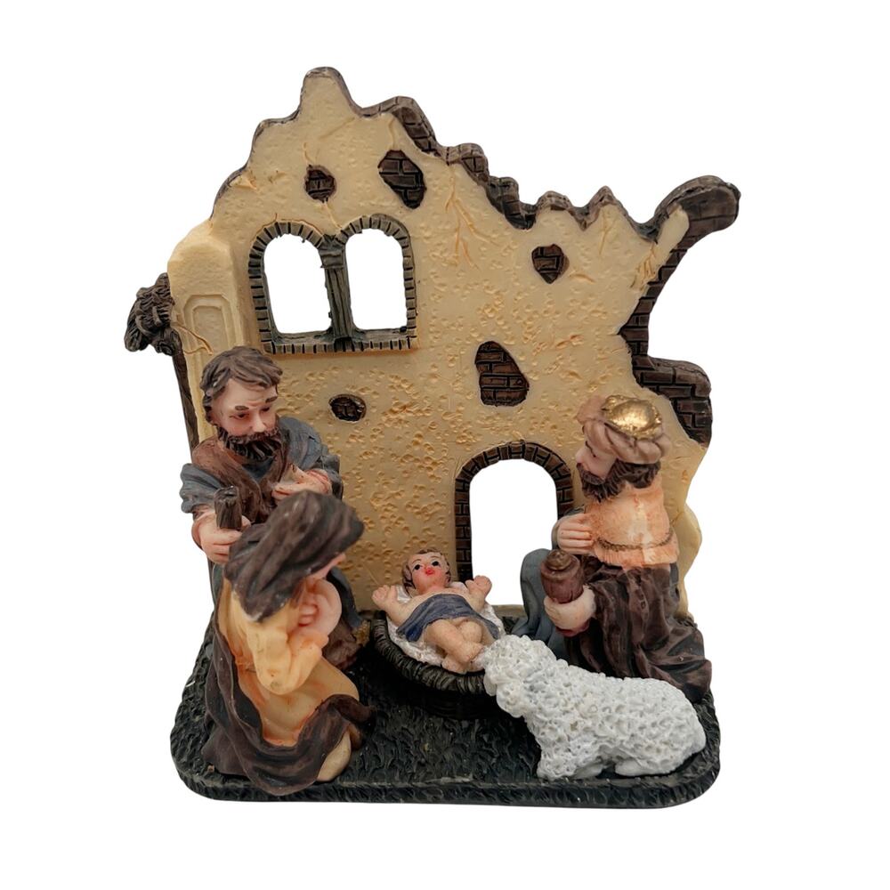Vintage 4" Resin Christmas Nativity Scene Figurine Decoration